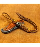 Custom Leather Paracord Keychain, Brass Bead Lanyard - $46.99