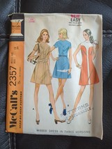Womens Uncut Mccalls 2357 Sewing Pattern Dress Vintage 1970 Size 12 34&quot; Bust - £9.86 GBP