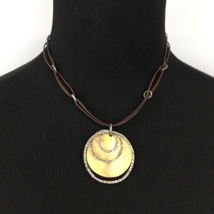 CHICO&#39;S brutalist mixed metal pendant necklace - silver gold-tone circle choker - £15.69 GBP