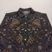 New Direction RN#94153 Women’s XL Black Embroidered Floral Denim Jacket Chest 50 image 12