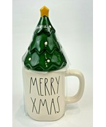 Rae Dunn Christmas Tree Mug Topper Merry Coffee Cup Topper Green Set 9.5&quot;  - $14.00