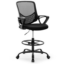Drafting Chair - Tall Office Chair For Standing Desk, High Work Stool, C... - £127.42 GBP