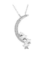 Crystal crescent moon star sterling silver necklace - €12,48 EUR