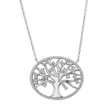 Tree of Life Necklace with Cubic Zirconia in Sterling Silver - £65.20 GBP