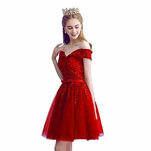 Off The Shoulder Tulle Beaded Lace Short Prom Homecoming Dresses Red US 16