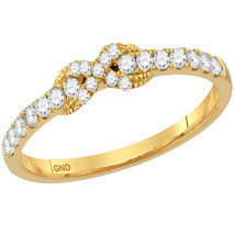 10kt Yellow Gold Womens Round Diamond Infinity Knot Stackable Band Ring 1/4 Cttw - £240.47 GBP