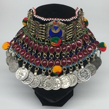 11.5&quot;x5.75&quot;Kuchi Choker Multi-Color Tribal Gypsy Bohemian Statement Coins,CK570 - £37.92 GBP
