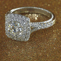 14k Bañado en Oro Blanco 2.10 CT Corte Redondo Creado Laboratorio Diamantes Ring - £94.21 GBP