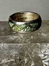 Turquoise ring size 5.25 Zuni band wedding sterling silver women b - $37.62