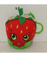 Moose Shopkins Green Red Strawberry Kiss 3” Plush Toy Stuffed Key Chain - $9.85