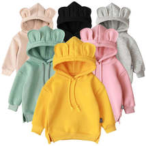 Cartoon Solid Color T-shirt Sweater Fleece Long-sleeved Hooded Children&#39;s T-shir - £25.55 GBP+