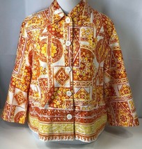 Coldwater Creek Womens Jacket Multicolor Floral Buttons Slit Cotton Peti... - £11.65 GBP