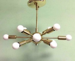 Mid Century Brass Sputnik 12 Arm Lighting Fixture Handmade Home Interior Lights - £121.68 GBP