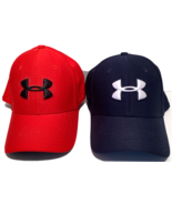 Under Armour Blitzing Hats Mens L/XL Fitted Stretch Cap Blue And Red UA ... - £43.16 GBP