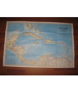 1981 Nat Geo foldout Map: West Indies &amp; Central America - 22.5&quot; x 34&quot; w/... - $10.00