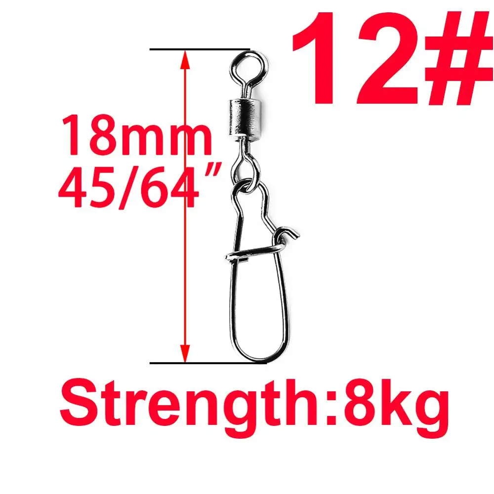 50pcs/1box 2# To 14# Fishing Connector Rolling Swivel Fish Pin ing Stainless Ste - £84.52 GBP