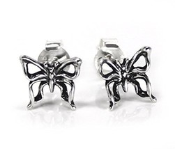 Sterling Silver Elegant Butterfly Stud Post Earrings - $8.99