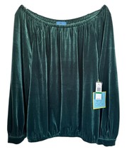 Cece Women&#39;s Off The Shoulder Velour Blouse Top Long Sleeve Size L Green - £17.89 GBP