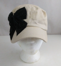 Women&#39;s Frayed Beaded Bow Design Adjustable Cadet Baseball Cap - $10.88