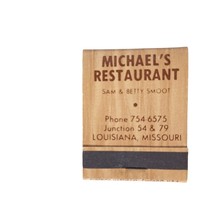 Vintage Matchbook Michael&#39;s Restaurant Louisiana MO Full Unstruck Advert... - $252.67 MXN