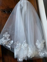 Hand stitched wedding veil with lace - £15.66 GBP