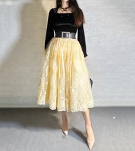 Layered Tulle Lace Skirt Yellow Wedding Lace Tulle Skirt Holiday Skirt Plus Size image 7