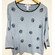 Cathy Daniels Womens Swirl Sweater Shirt Blue Embroidered XL - £15.77 GBP