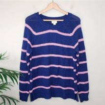 NWT Old Navy | Pink &amp; Navy Striped Sweater, size large - £13.41 GBP