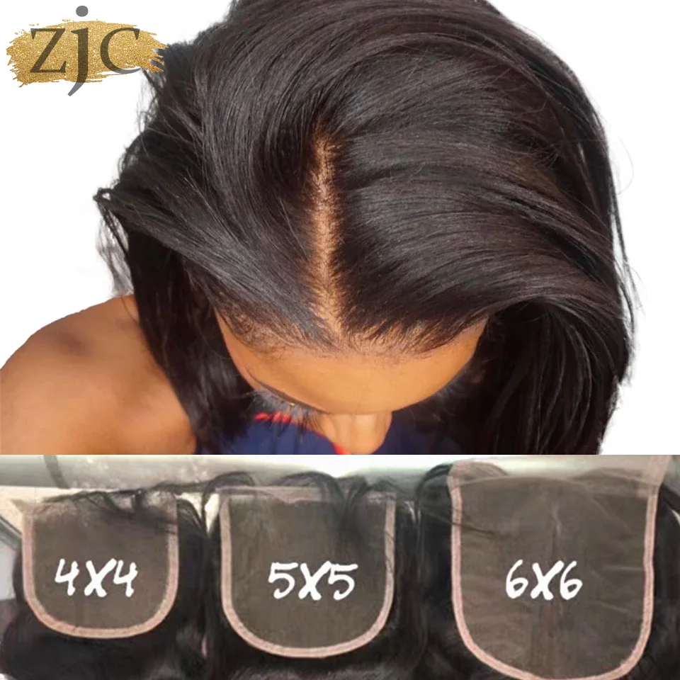 6x6 5x5 4x4 Top Lace Closure Only Straight Remy Peruvian Human Hair Transparent - £33.96 GBP+
