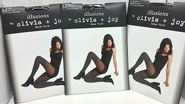 3x Olivia + Joy New York Women&#39;s Pantyhose All in One/over the knee Blac... - $29.69