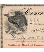 1913 Concord Banking Co Check Patriotic Eagle - £11.13 GBP