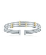 Bonded 14K Gold Plating Bar Shapes CZ Sterling Silver Triple Bangle Brac... - £205.42 GBP