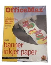 Office Max Satin White Inkjet Banner Paper 100 Sheets 11 X 8.5 For Any Occasion - £9.70 GBP