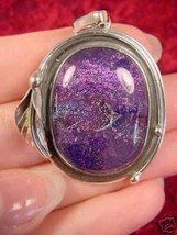 #D-337-A Dichroic Fused Glass Pendant Silver Purple Pink Green - £67.25 GBP