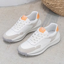 Women Real Leather Sneakers Round Toe Mixed Color Cross strap Casual Daily Fashi - £75.66 GBP