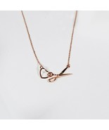 Scissor and Heart Charm Necklace Rose Gold - $678.79 MXN