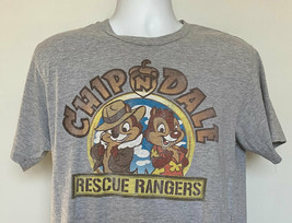 Disney Chip &amp; Dale Rescue Rangers Chipmunks T Shirt Womens Large Gray Cotton Mix - $21.73