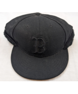 Boston Red Sox Black on Black FUR BACK New Era 59Fifty Fitted Snapback H... - £31.69 GBP