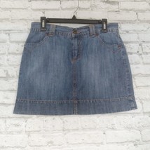 Tint Womens Skirt 6 Blue Short Jean Denim Western Flap Back Pockets Embroidered - £15.83 GBP