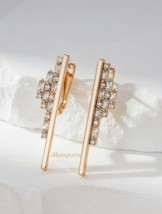 Bar Shape Earrings For Women Sparkling Moissanite Ear Studs 925 Silver Earrings. - £97.69 GBP