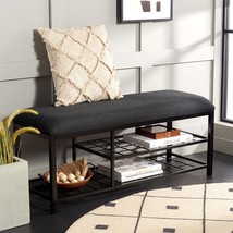 SAFAVIEH Home Collection Milligan Black/Black Open Shelf Bench with Cushion - $465.99