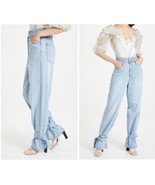 We Wore What Lightwash PaperBag Buckle Bottom High Waist Mom Jeans Size 25 - $38.95