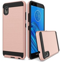 Simplistic Metallic Brushed Hybrid Case For Motorola Moto E6 ROSE GOLD - £4.58 GBP