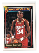 1992-93 Topps Gold Hakeem Olajuwon #214 50 Pt. Club Houston Rockets NBA HOF EX - £1.53 GBP