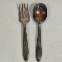 Vintage Fantasy Tudor Plate Oneida Community 2 PC Baby Spoon &amp; Fork Silv... - £9.96 GBP