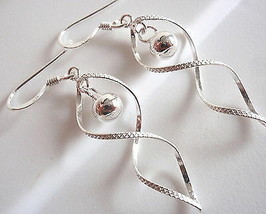 Double Helix Dangling Silver Ball Earrings Sterling Silver Dangle Corona Sun - $20.69