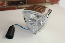 Triange Headlamp Light Chrome Round Back Custom Motorcycle Chopper Bobbe... - £53.15 GBP