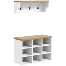 White 2-in-1 Coat Rack Shoe Bench &amp; Hall Tree | Entryway Organizer - $2,397.15 MXN