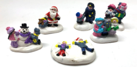 Vintage Set of Glossy Village Santa &amp; People 2&quot; Miniature Figurines - $14.85