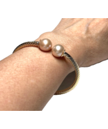 Elegant 7 - 8&quot; Twisted Bangle carrying 11mm Round Double Pearls in Ediso... - £139.62 GBP